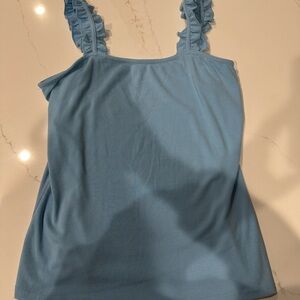 Blue Ruffled Strap Women's Top